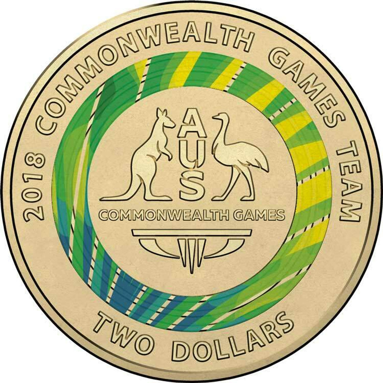 UNC 2018 $2 COMMOMWEALTH GAMES GOLD COAST COMPLETE SET RED, BLUE, GREEN COINS