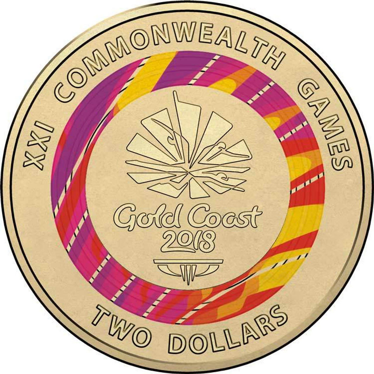 UNC $2 2018 Red Emblem Gold Coast Commonwealth Games coin bag ex Jumbo 25 coins