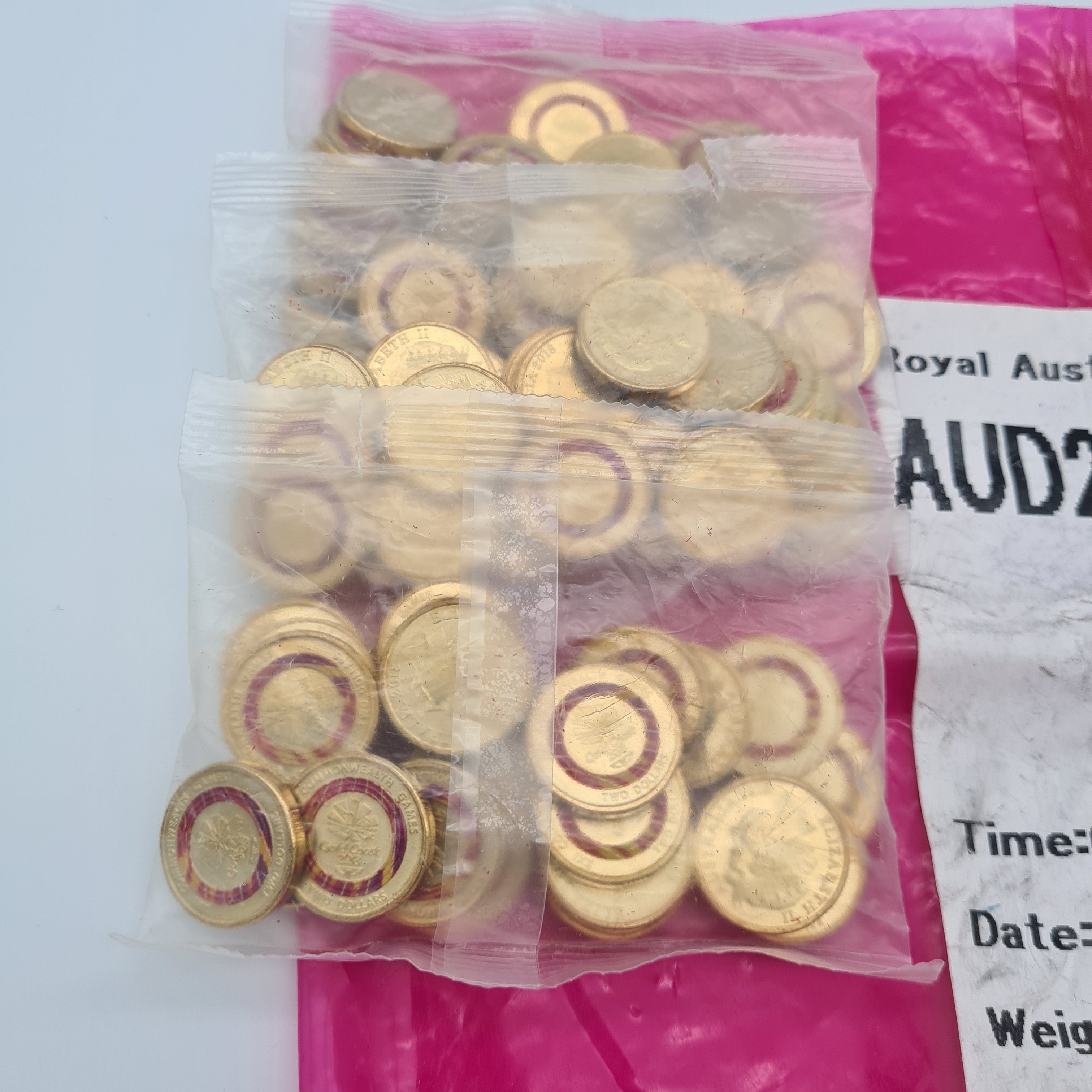 UNC $2 2018 Red Emblem Gold Coast Commonwealth Games coin bag ex Jumbo 25 coins