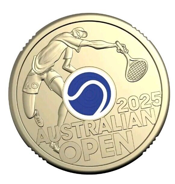 UNC 2025 $2 Australian Open Tennis Men's two dollar Coloured coin King Charles