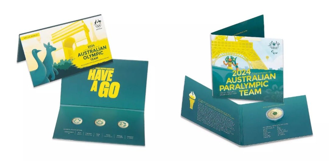 2024 Australian Olympic Team $2 Coloured Uncirculated 3 Coin & 1 Paralympic Set