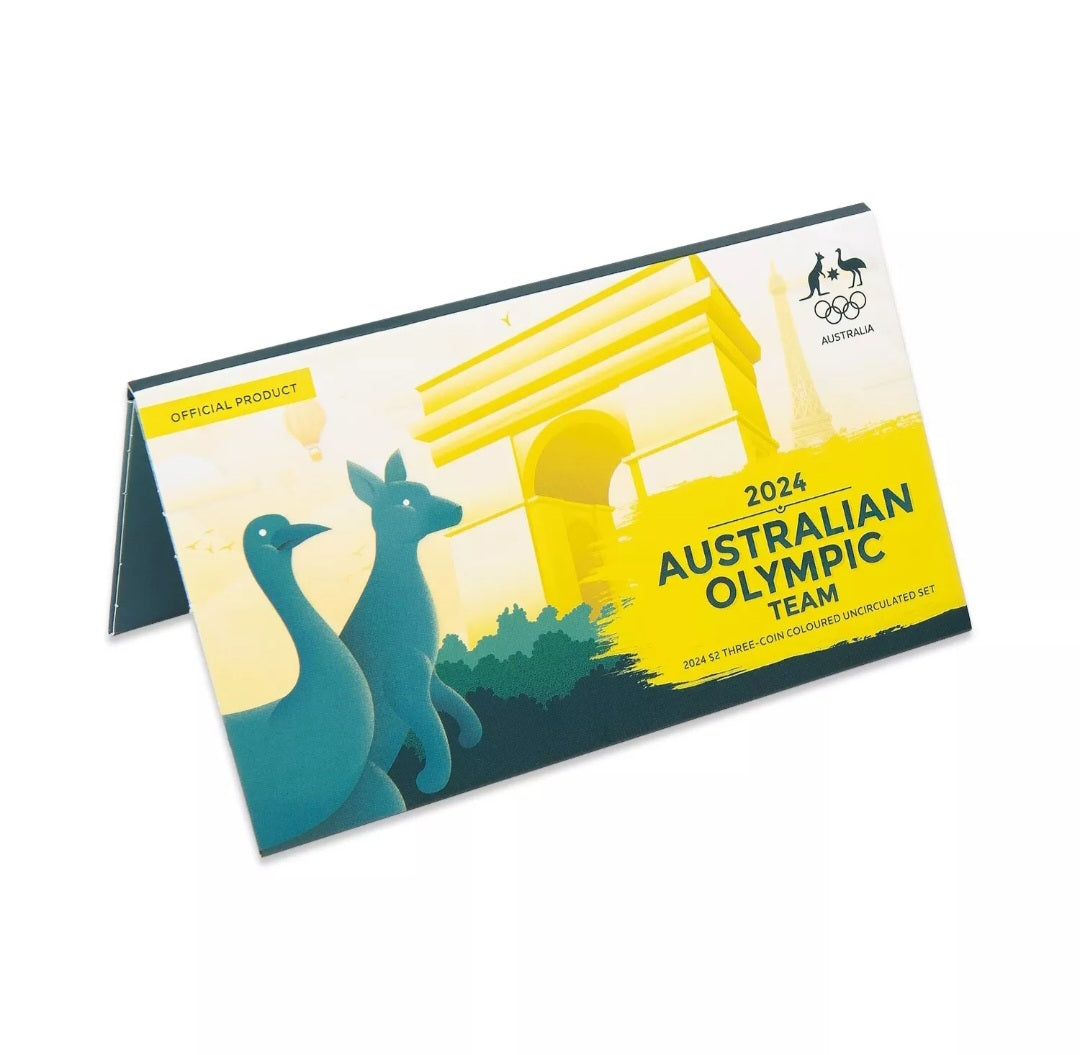 2024 Australian Olympic Team $2 Coloured Uncirculated 3 Coin Blister pack