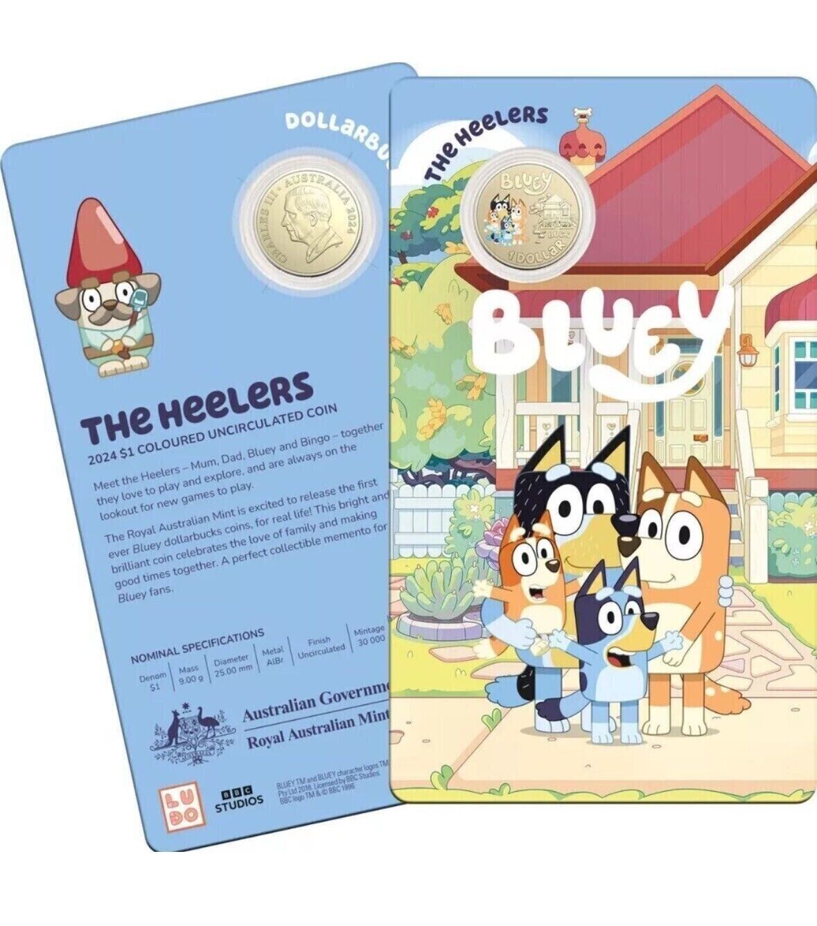 NEW 2024 $1 Bluey Dollar-bucks The Heelers Coloured UNC Coin INSTOCK EXPRESS