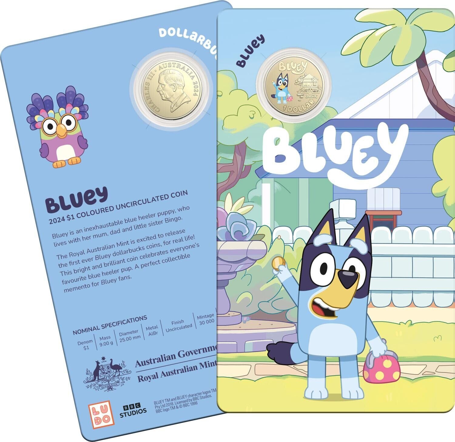 NEW 2024 $1 Bluey Dollar-bucks Australian Coloured UNC Coin INSTOCK EXPRESS