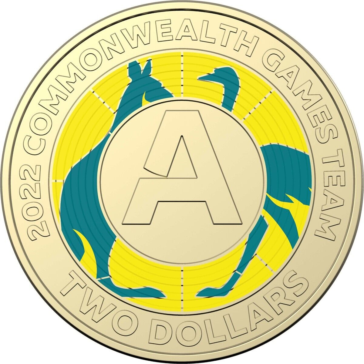 UNC 2022 $2 Commonwealth Games Team Australian coloured two dollar Coin "A"