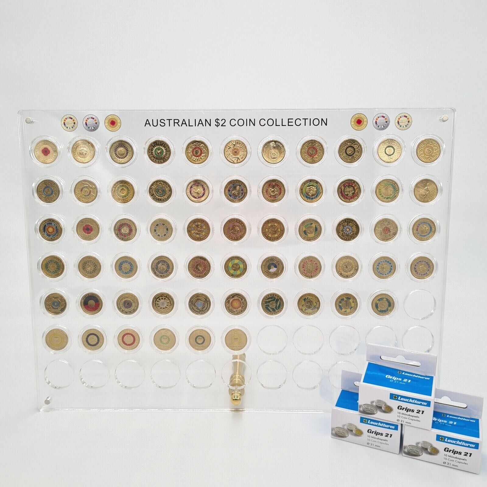 Australian $2 coin collection Two Dollar Display Case Holder Acrylic 77 Slots