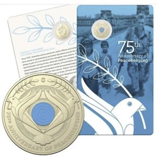 2022 75th Anniversary of Peacekeeping $2 dollar C MINT MARK CARD Coloured Coin