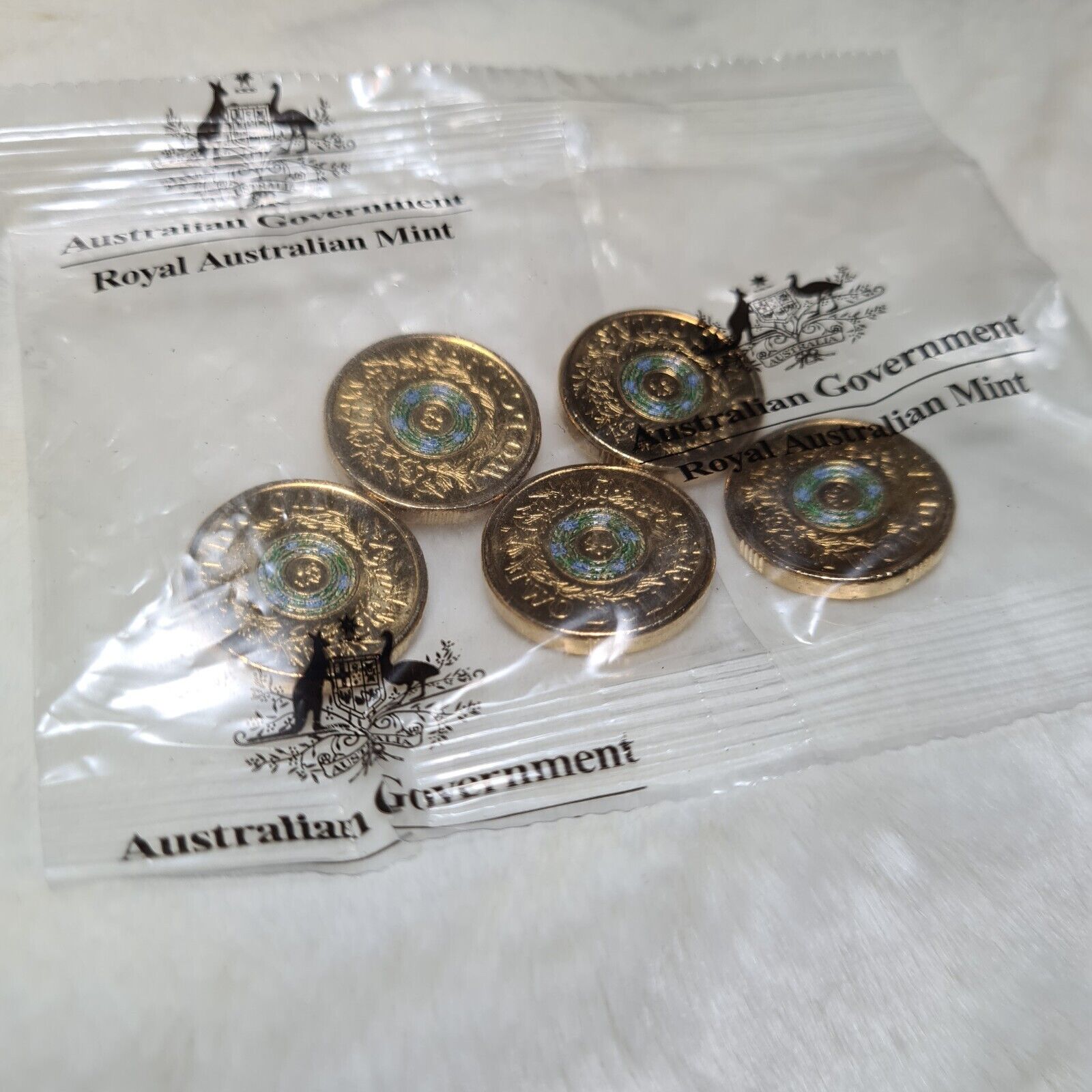 UNC 2017 $2 Rosemary Remembrance RAM BAG Two Dollar Coloured Coin (5 COINS)