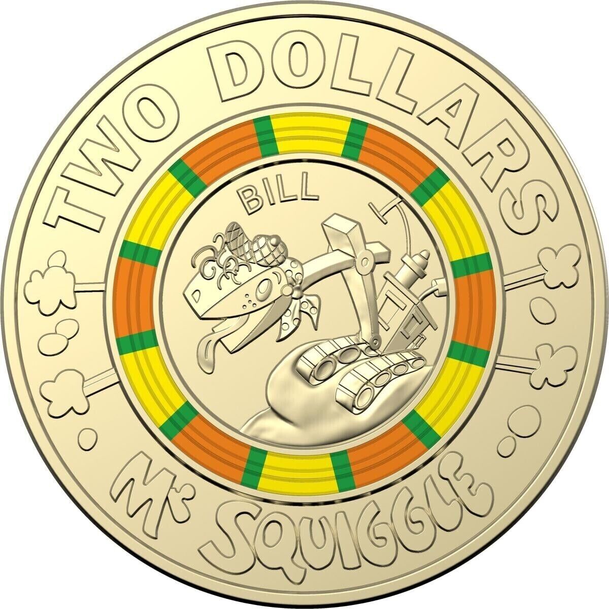 2019 MR SQUIGGLE AND FRIENDS FOLDER 7 UNC $2 & $1 Coin Collection Set RAM