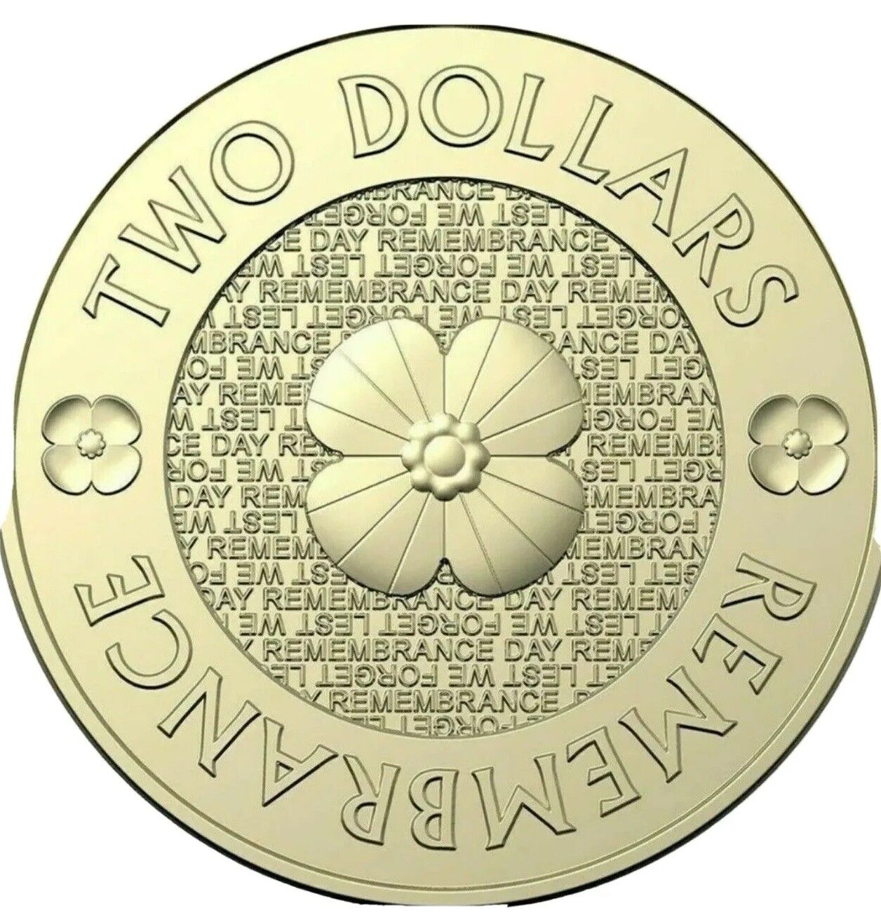 2012 $2 GOLD POPPY REMEMBRANCE DAY AUSTRALIAN TWO DOLLAR COIN QUEEN FIRST CIRC