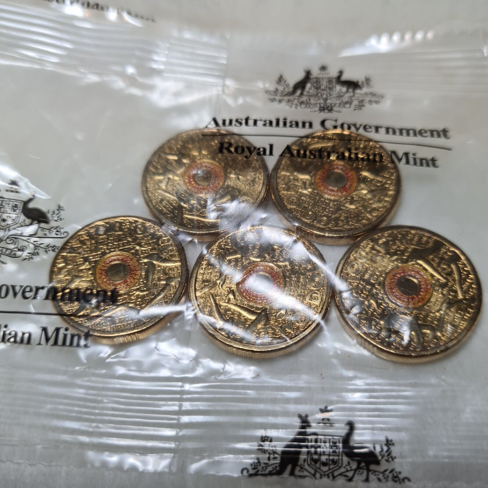 UNC $2 2015 Flanders Field RAM BAG Orange Australian Two Dollar Coin (5 COINS)