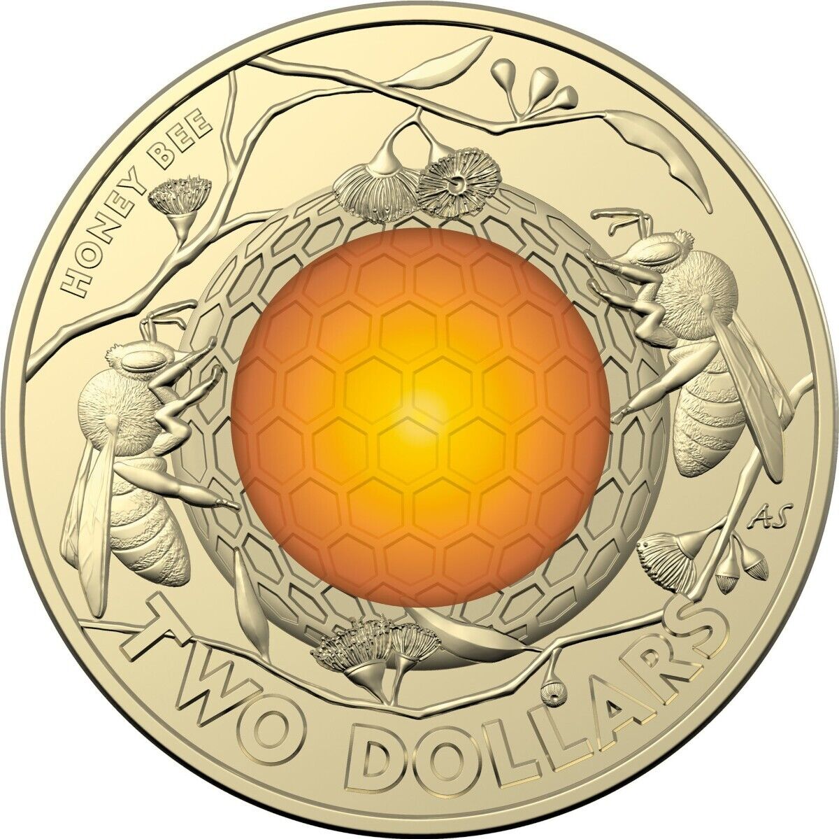 2022 $2 HONEYBEE COLOURED AUSTRALIAN TWO DOLLAR COIN QUEEN HONEY BEE CIRC