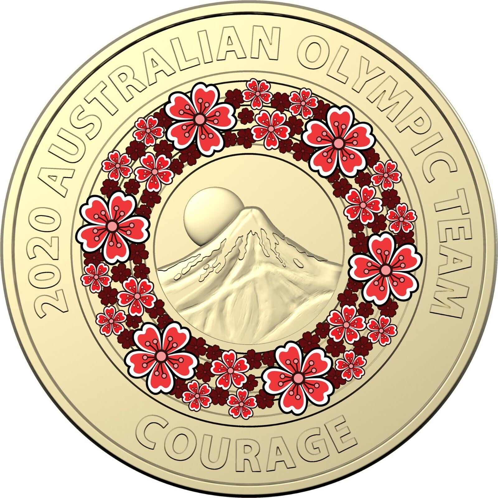 2020 $2 RED TOKYO OLYMPIC GAMES COURAGE AUSTRALIAN COLOURED TWO DOLLAR COIN CIRC