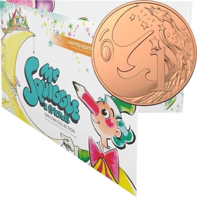 2019 MR SQUIGGLE AND FRIENDS FOLDER 7 UNC $2 & $1 Coin Collection Set RAM