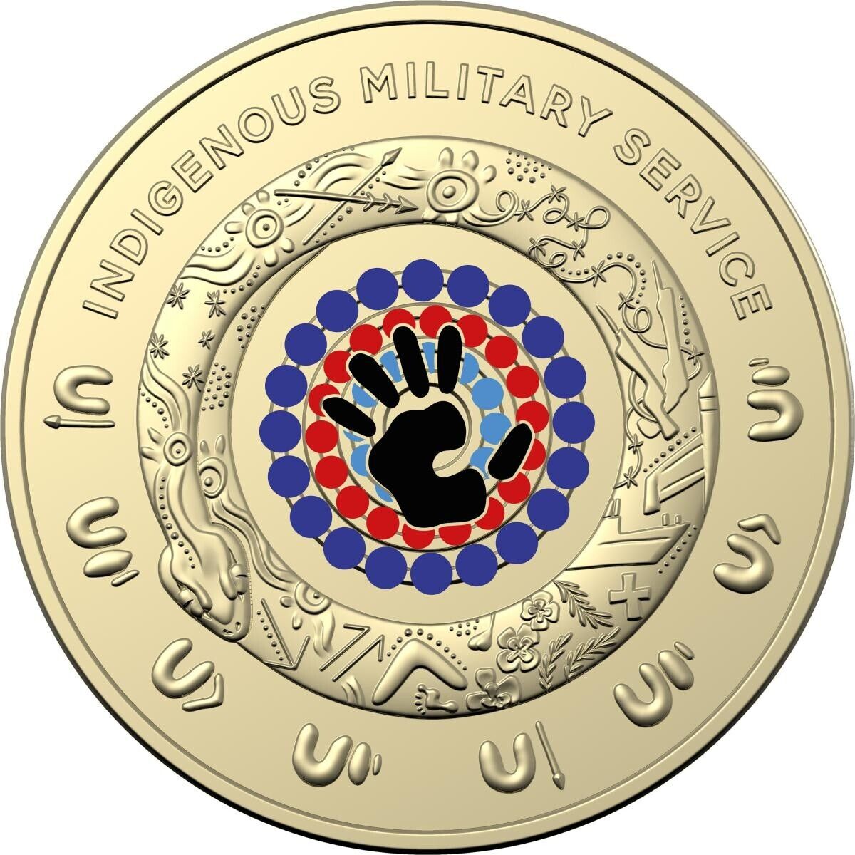 UNC 2021 $2 INDIGENOUS MILITARY SERVICE AUSTRALIAN TWO DOLLAR COLOURED COIN EX