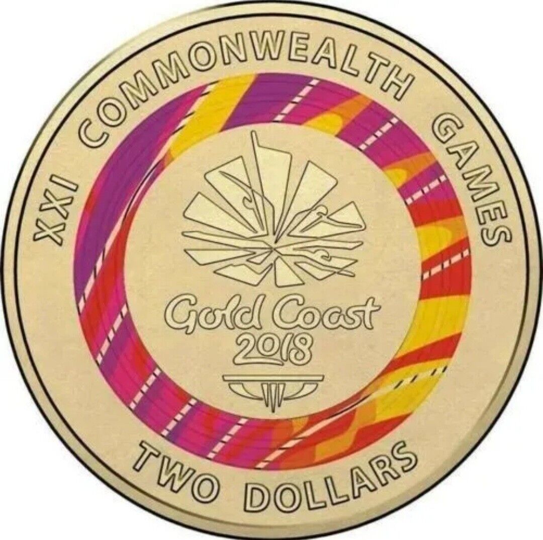 UNC $2 2018 Red Emblem Gold Coast Commonwealth Games Two Dollar Coin ex bag Roll