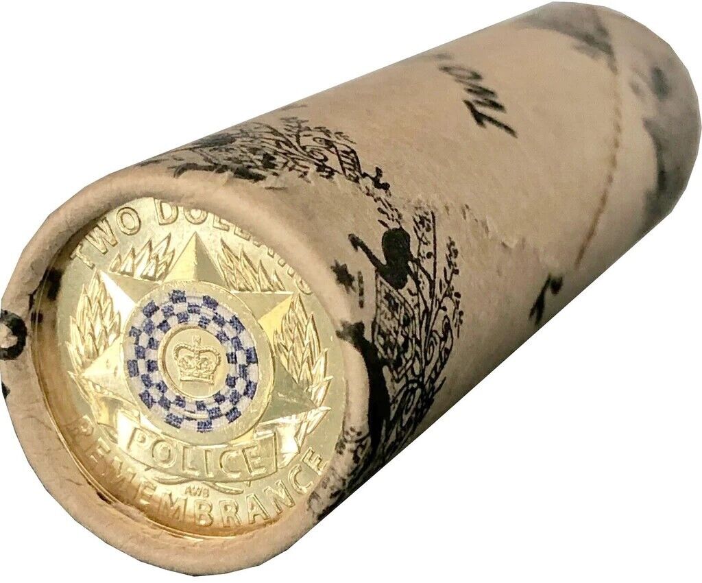 UNC 2019 $2 POLICE REMEMBRANCE RAM ROLL TWO DOLLAR COLOURED COIN (25coins/roll)