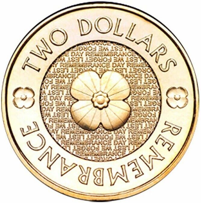 UNC 2012 $2 GOLD POPPY REMEMBRANCE DAY AUSTRALIAN TWO DOLLAR COIN EX BAG / ROLL