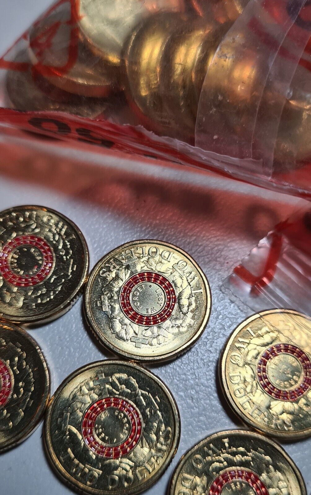 UNC $2 2015 Red Anzac Cove Lest We Forget War Graves two dollar coin ex bag roll