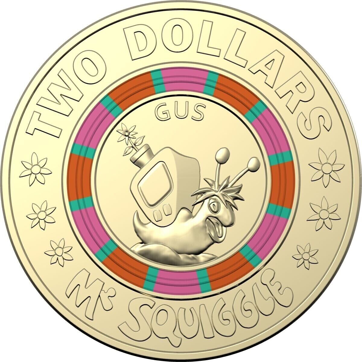 2019 MR SQUIGGLE AND FRIENDS FOLDER 7 UNC $2 & $1 Coin Collection Set RAM