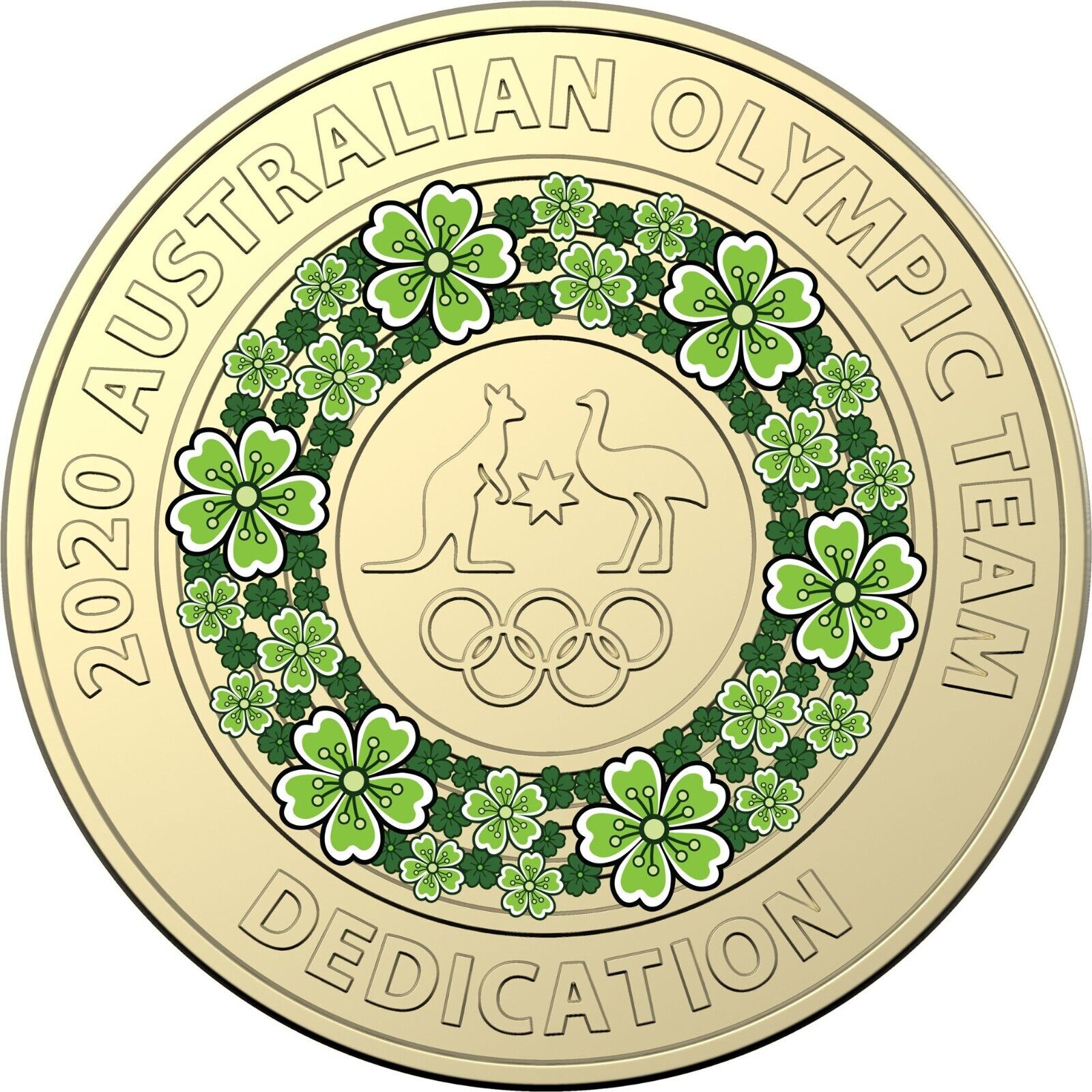 2020 $2 GREEN TOKYO OLYMPIC GAMES DEDICATION AUSTRALIAN TWO DOLLAR COIN CIRC