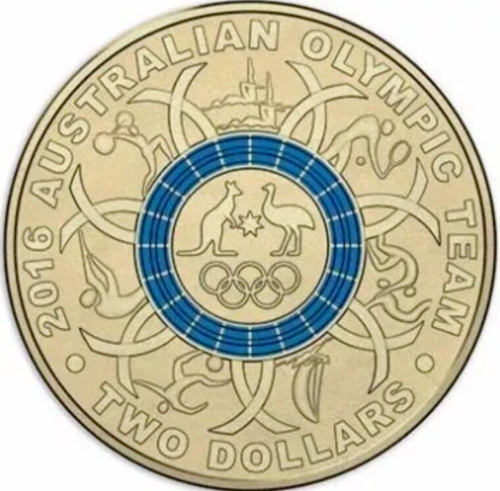 UNC 2016 $2 BLUE RIO OLYMPIC RING AUSTRALIAN TWO DOLLAR COIN EX BAG / ROLL