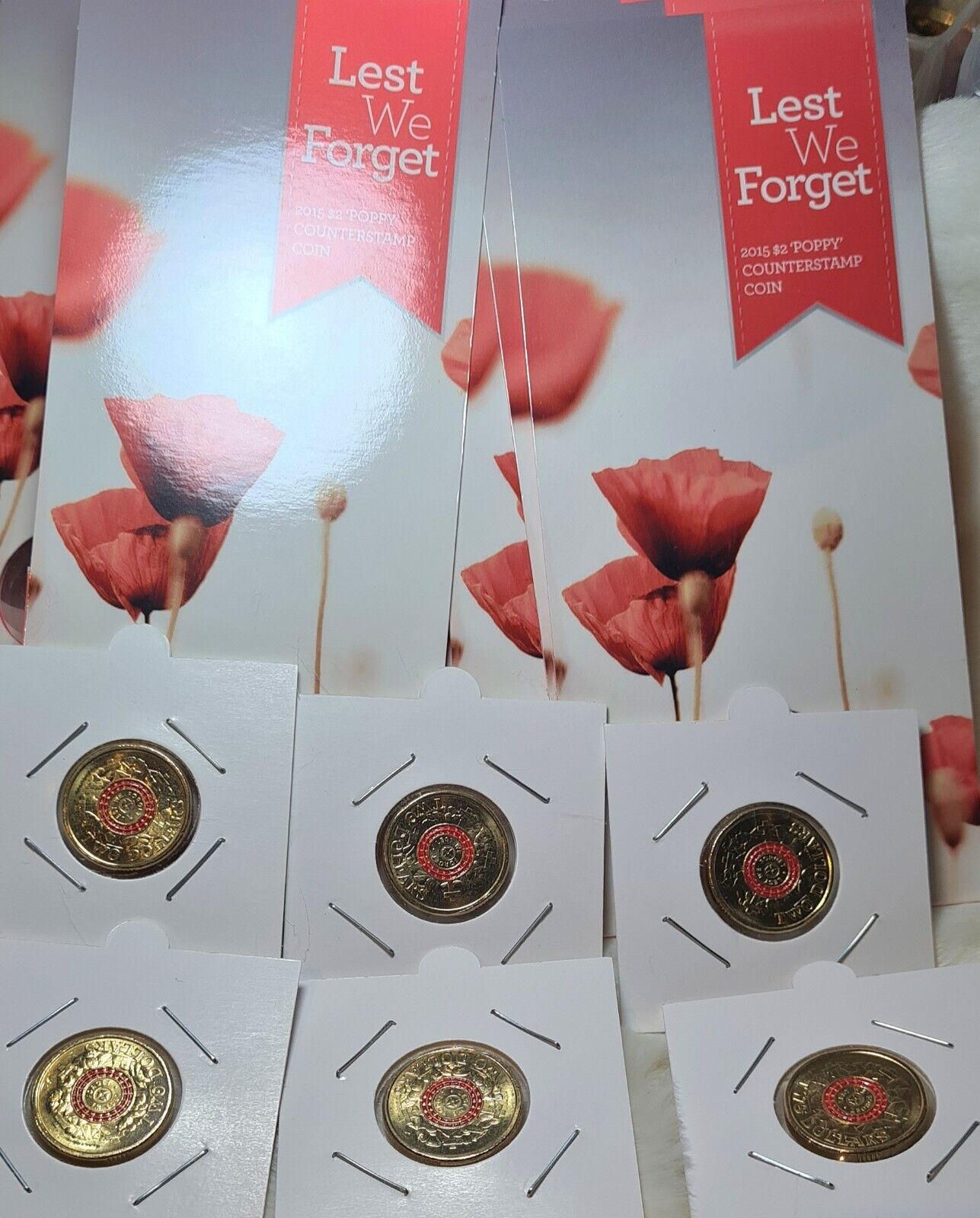 UNC 2015 $2 Lest We Forget Counterstamp Poppy Coin War Graves In Card RAM RARE!