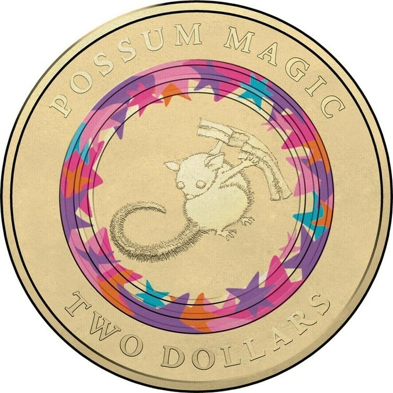 2017 $2 PURPLE POSSUM MAGIC HUSH CAN SEE HER TAIL AUSTRALIA TWO DOLLAR COIN CIRC