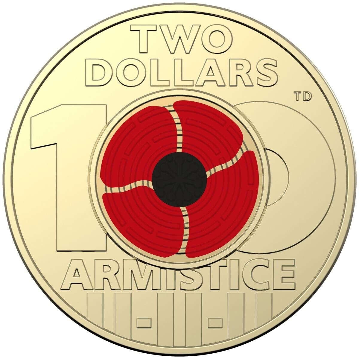 UNC 2018 $2 ARMISTICE REMEMBRANCE DAY RED POPPY TWO DOLLAR COIN EX BAG / ROLL