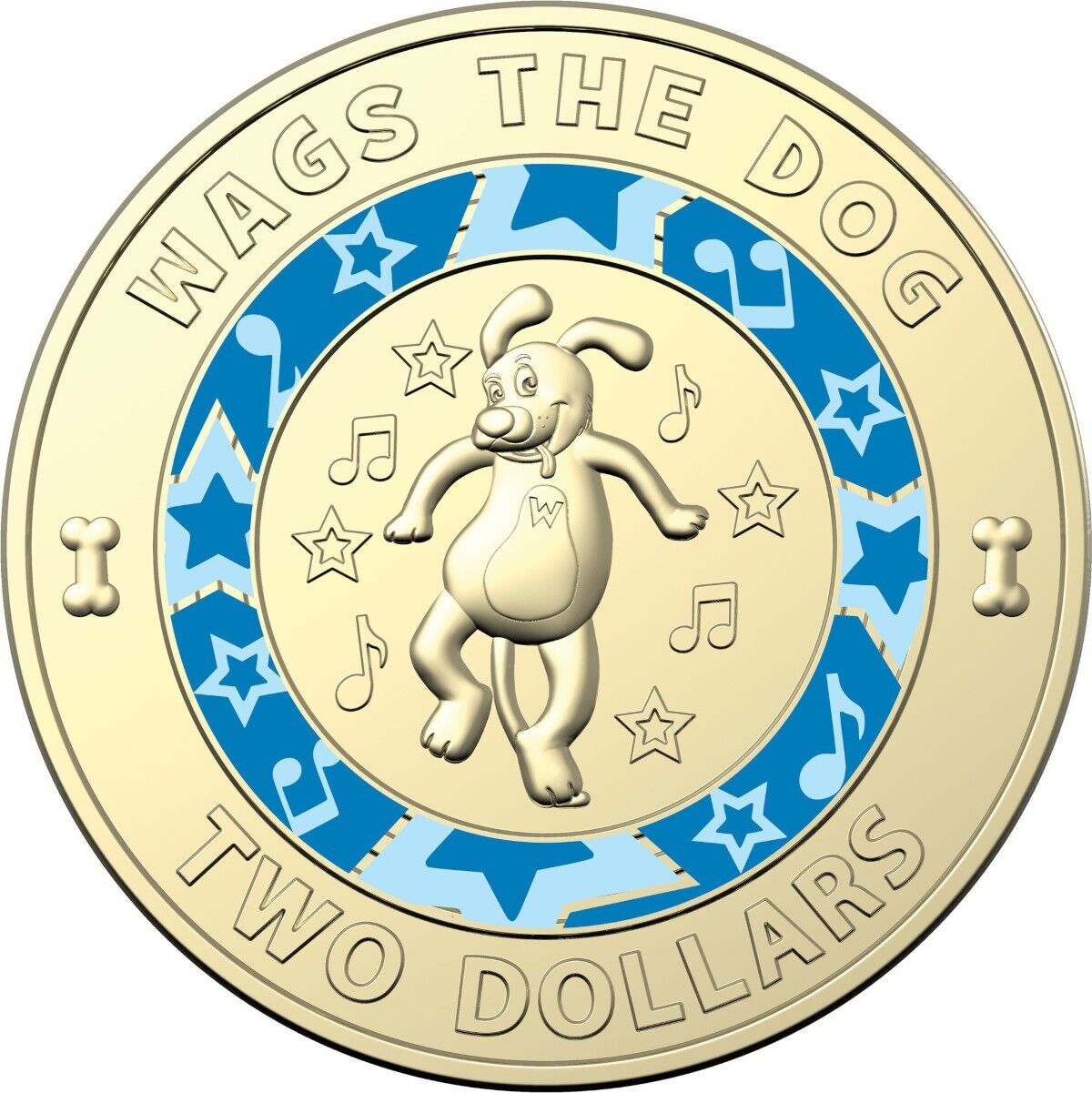 2021 $2 Blue Wiggles Wags The Dog Australian two dollar coloured coin Queen CIRC