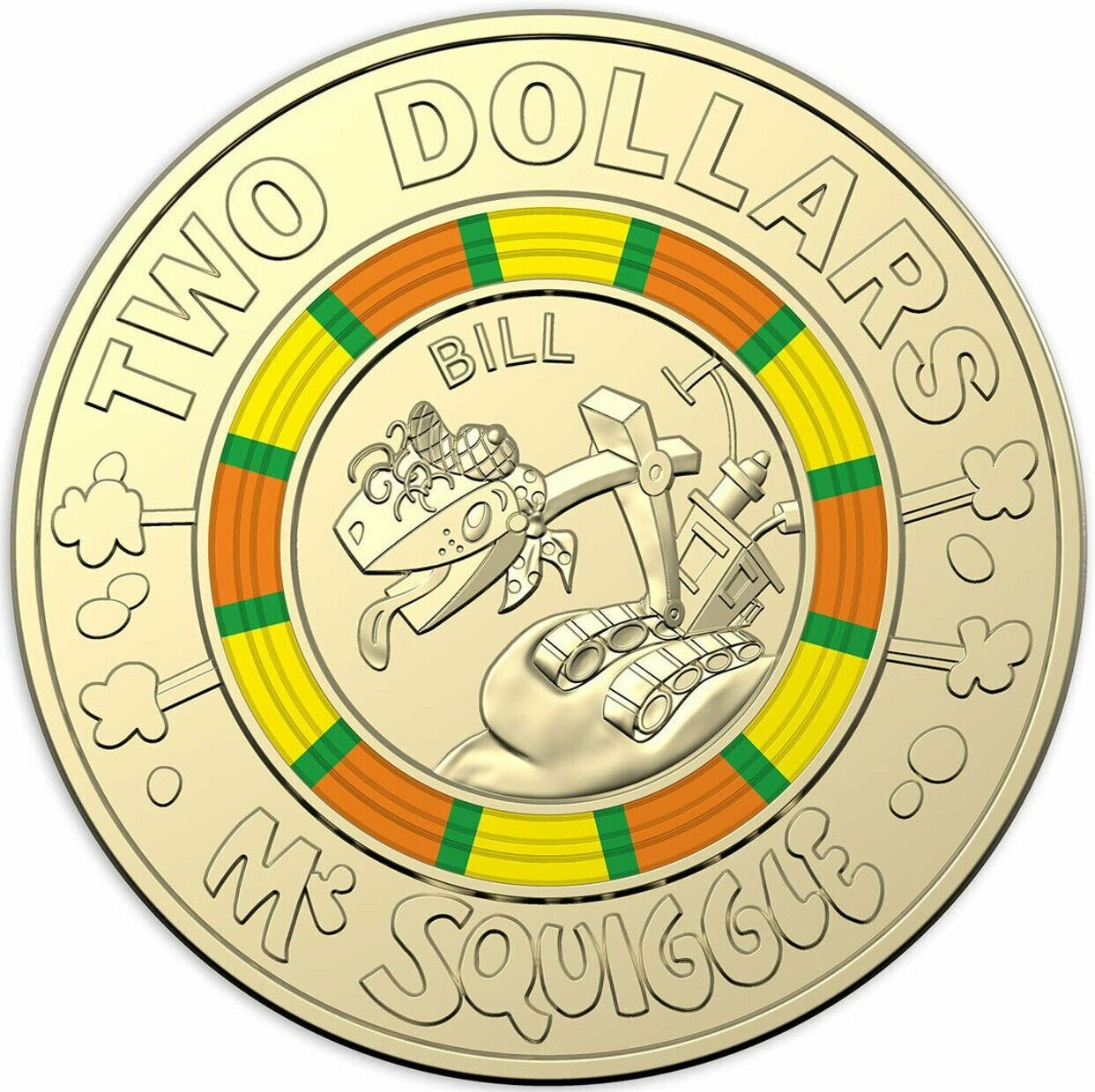 UNC 2019 $2 Mr Squiggle Bill Aus Two Dollar Coloured Coin Queen bag (25 Coins)