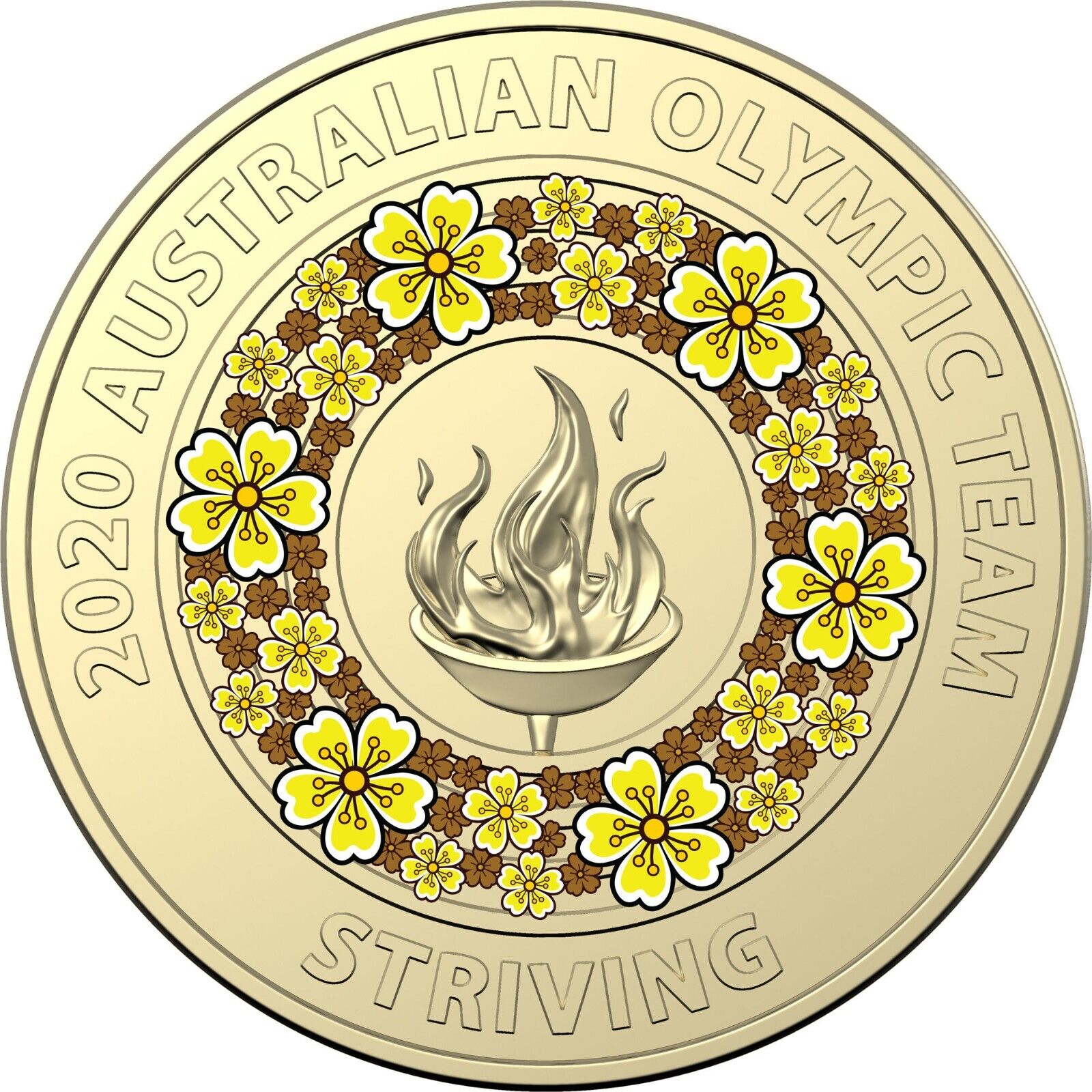 2020 $2 YELLOW TOKYO OLYMPIC GAMES STRIVING AUSTRALIAN TWO DOLLAR COIN CIRC