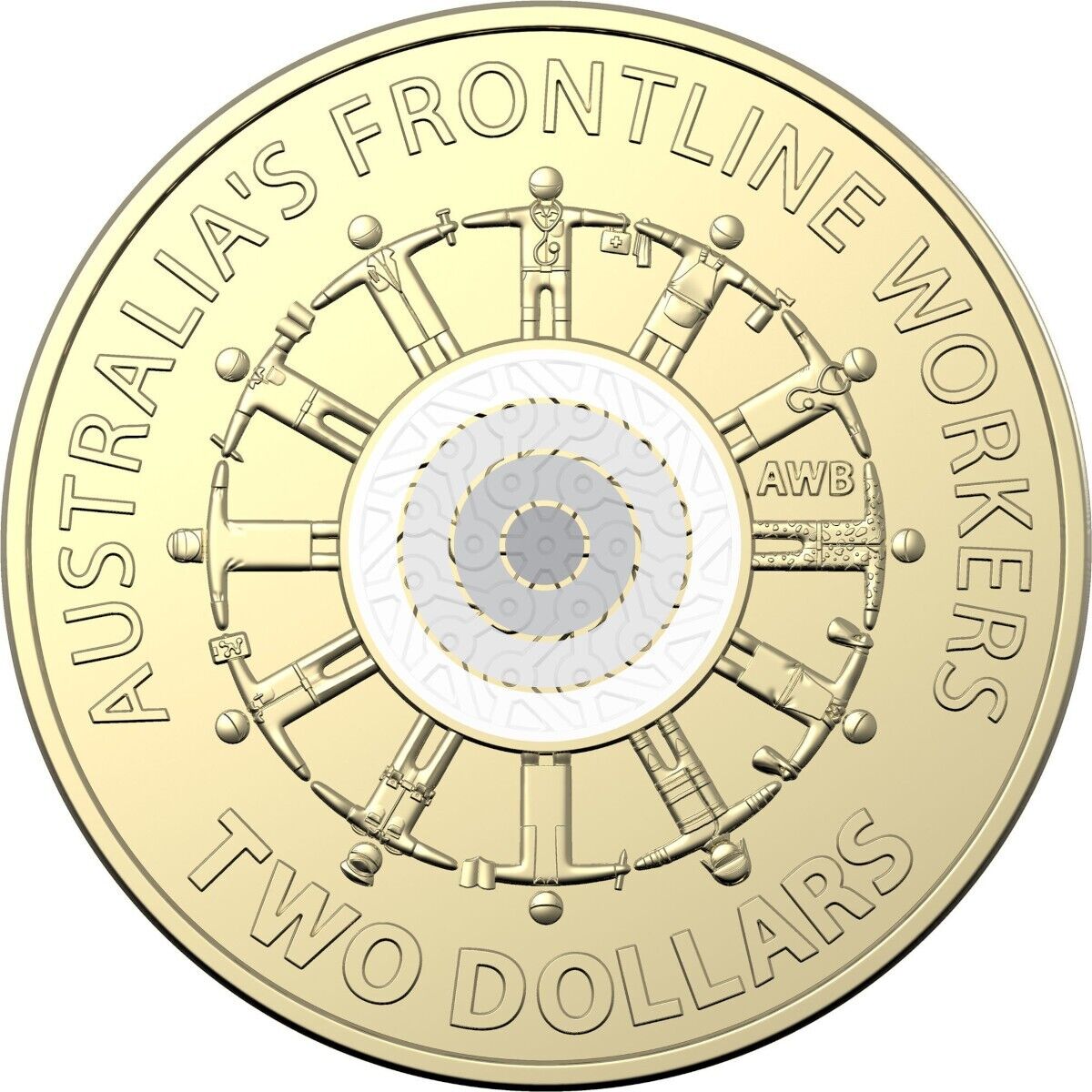 2022 $2 Frontline Workers Australian Coloured  two dollar coin Queen white CIRC