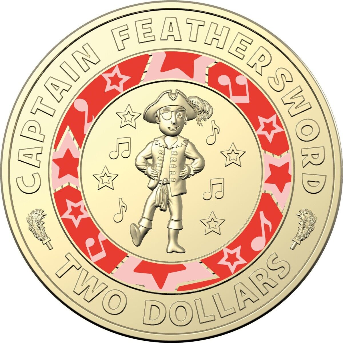 2021 $2 30th Ann The Wiggles Captain Feathersword coloured two dollar coin CIRC